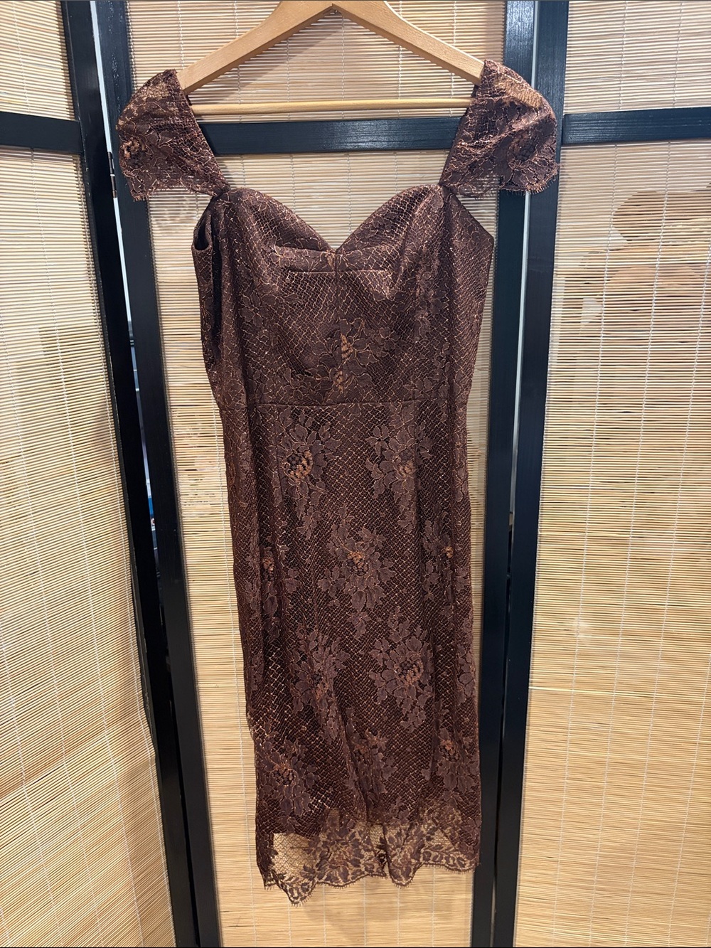 Milly of New York Brown Lace Midi Dress